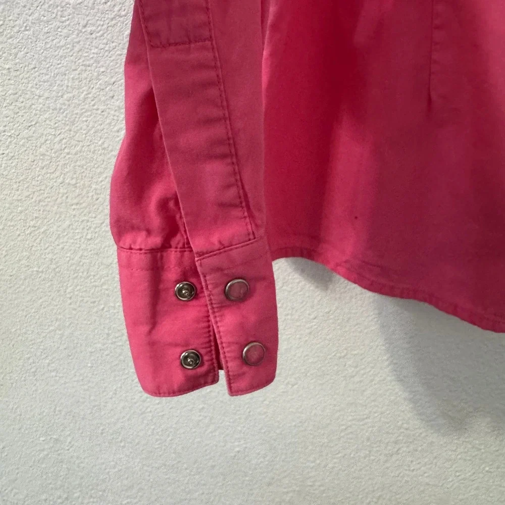 Wrangler Western Shirt Womens L Hot Pink Snap Festival Embroidered Studded‎